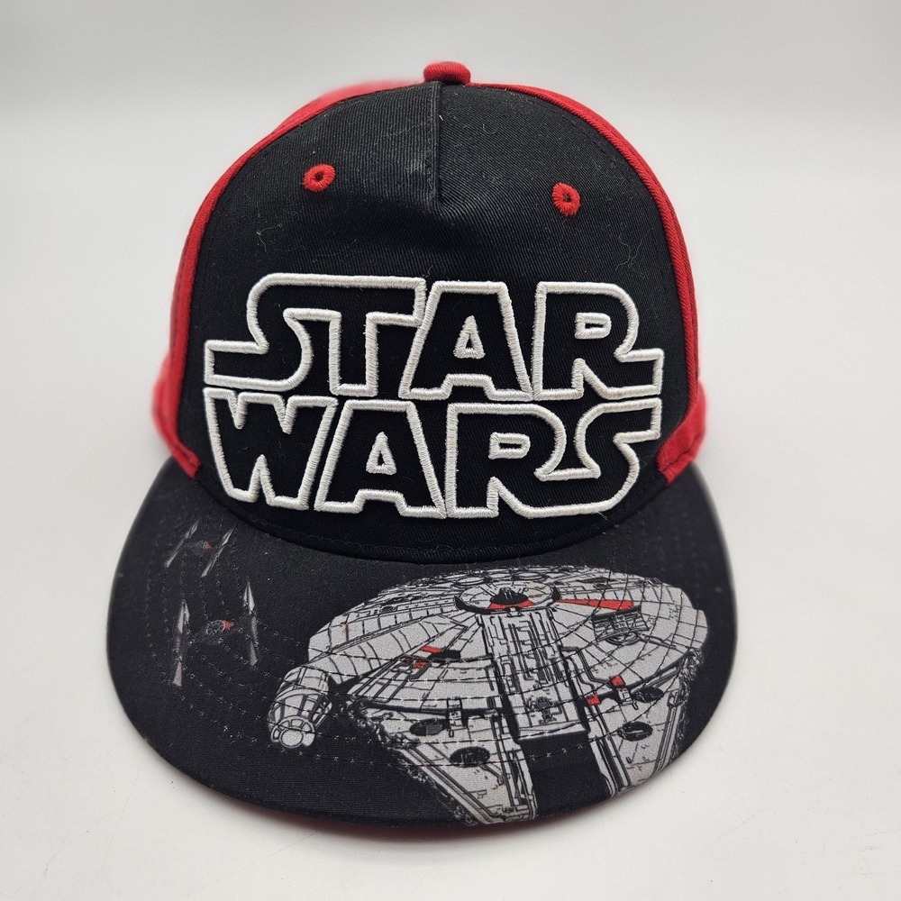 Star Wars Hat Cap Snap Back Black Red Millennium Falcon Embroidered Mens Sci-Fi